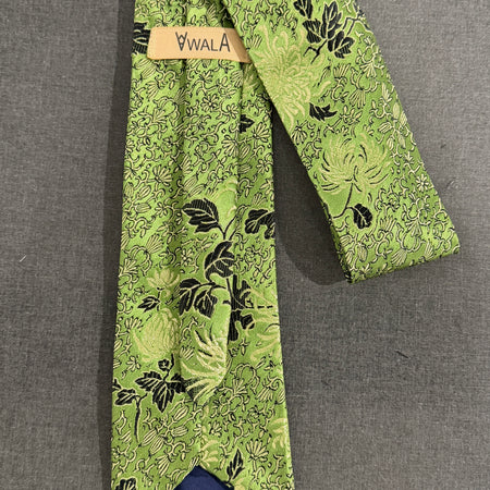 Neck Tie - Green Brocade
