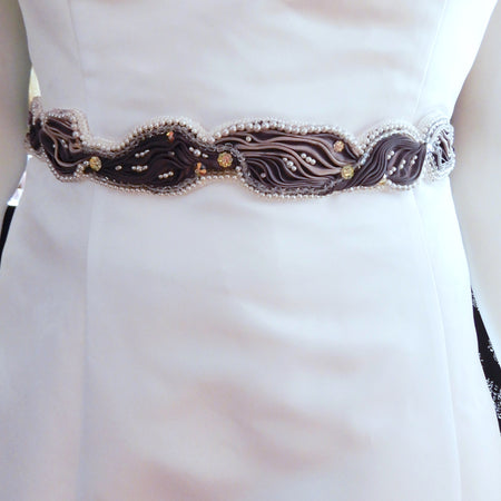 Bead Embroidered Bridal Sash Belt