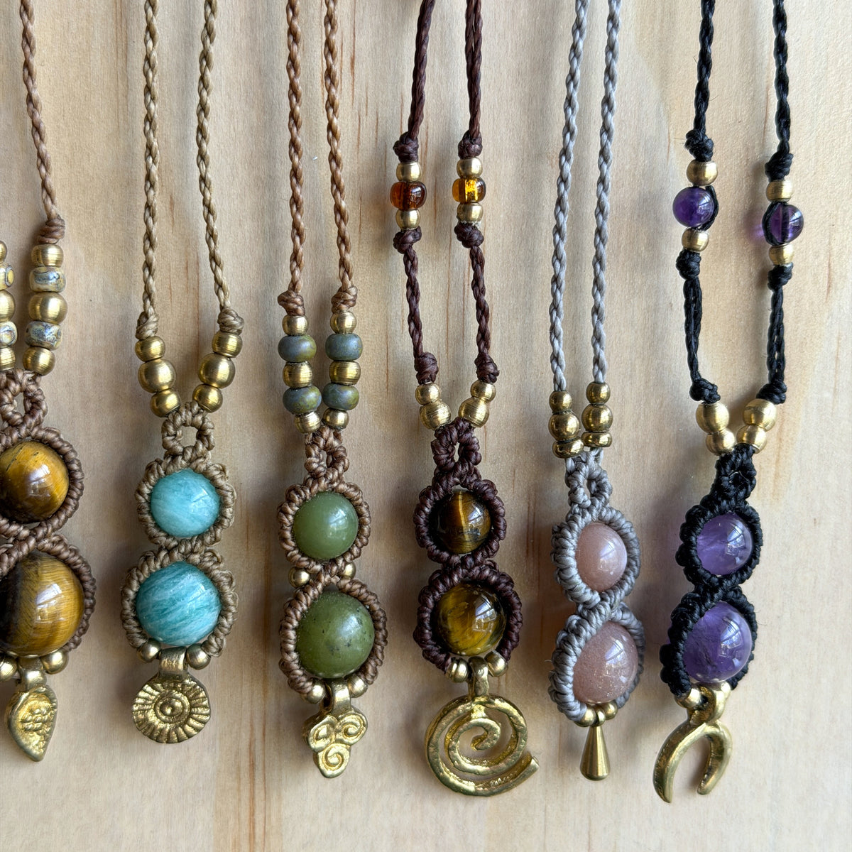 Micro Macrame Boho Double Bead Necklace