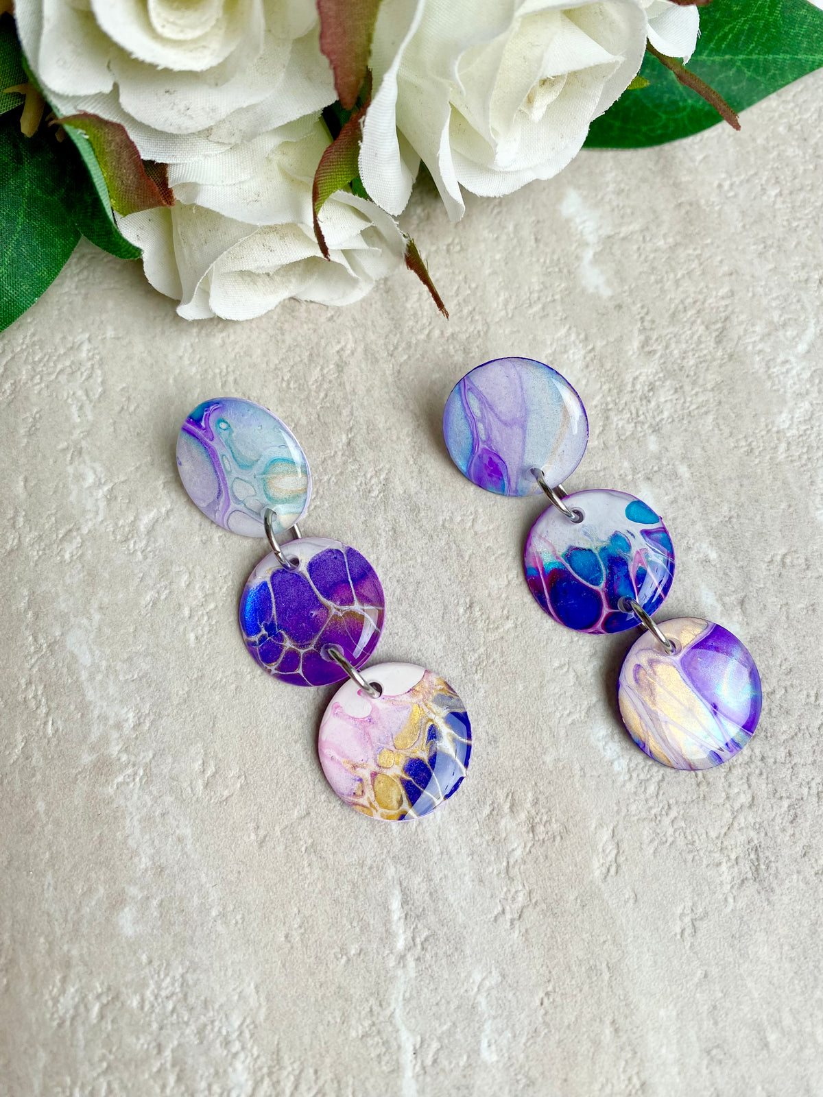 Artisan Hand Painted Stud Dangle Earrings
