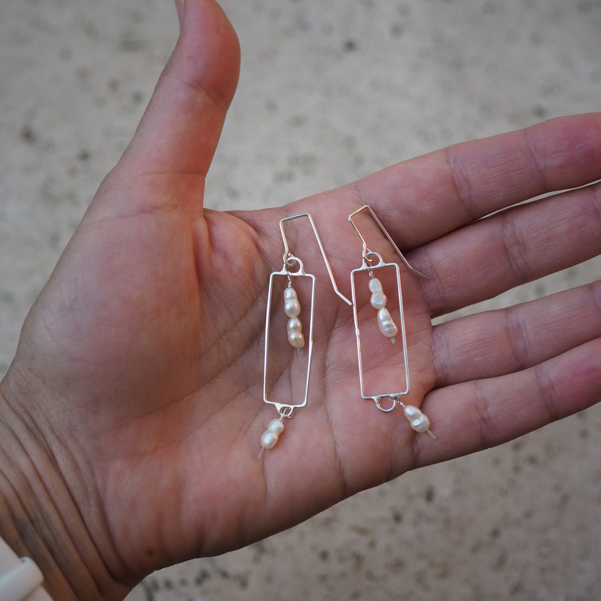 Dancing Pearl Earrings | Sterling Silver