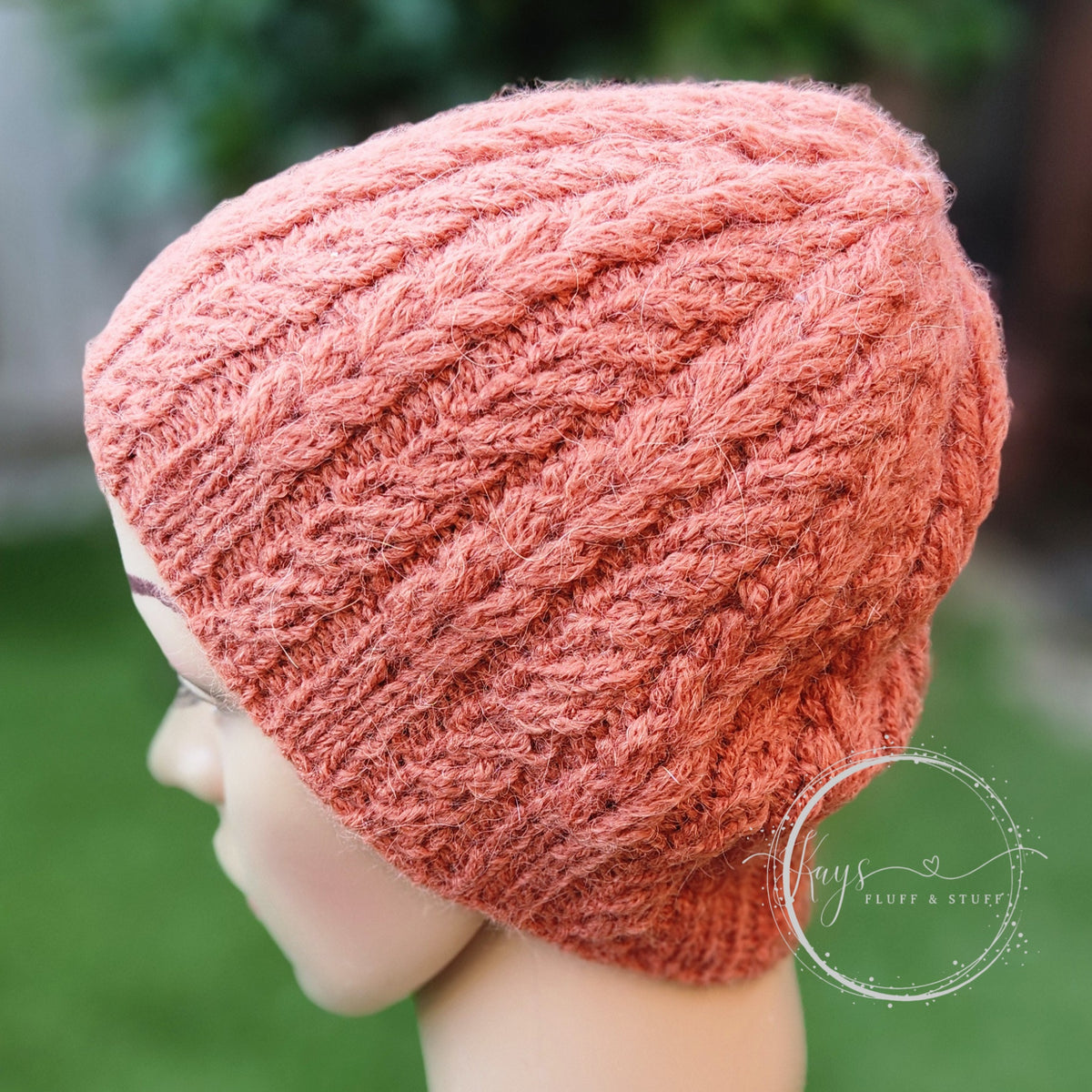 Handknit Peach Alpaca Textured Beanie