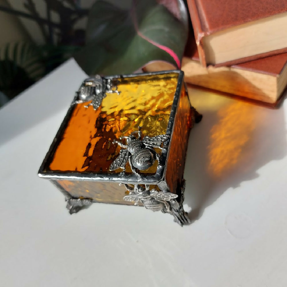 Amber coloured stained glass box
