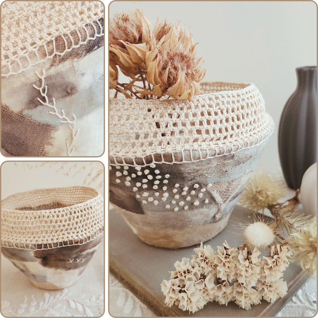 Textile Art Bowl – Crochet Rim