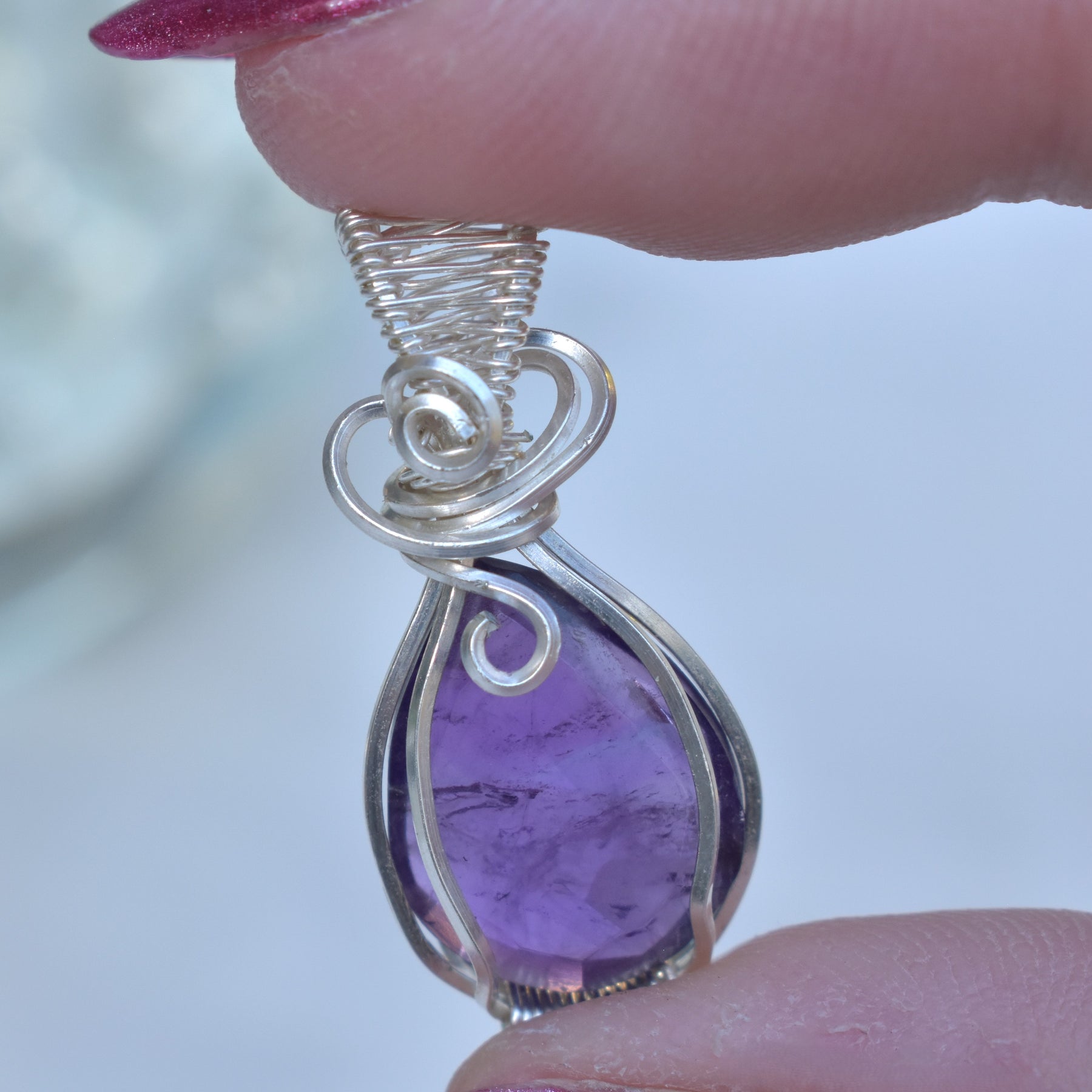 Handmade Wire-wrapped Amethyst Necklace - Keepsake Pendant