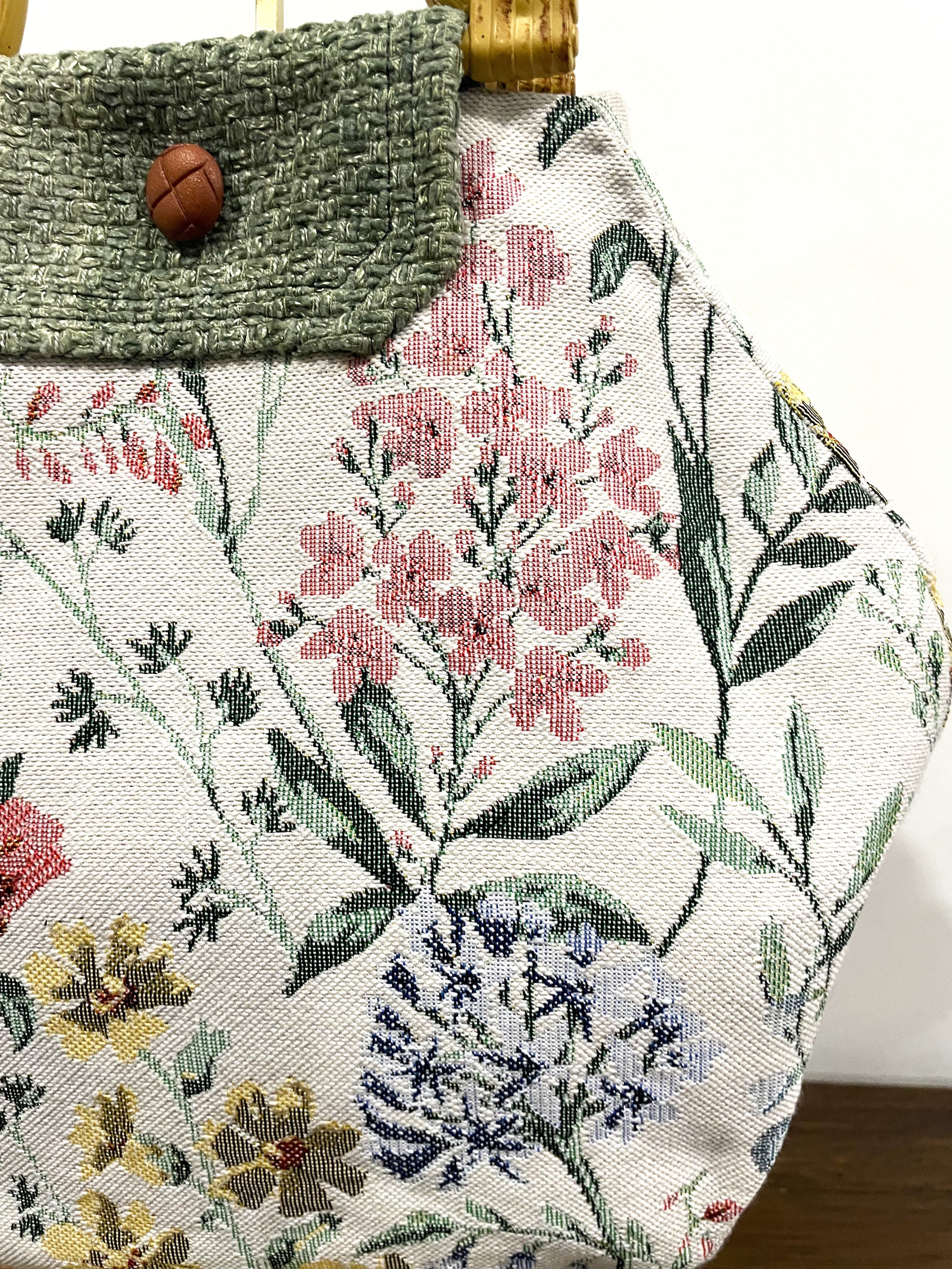 Upcycled Floral Tapestry Handbag - Handmade