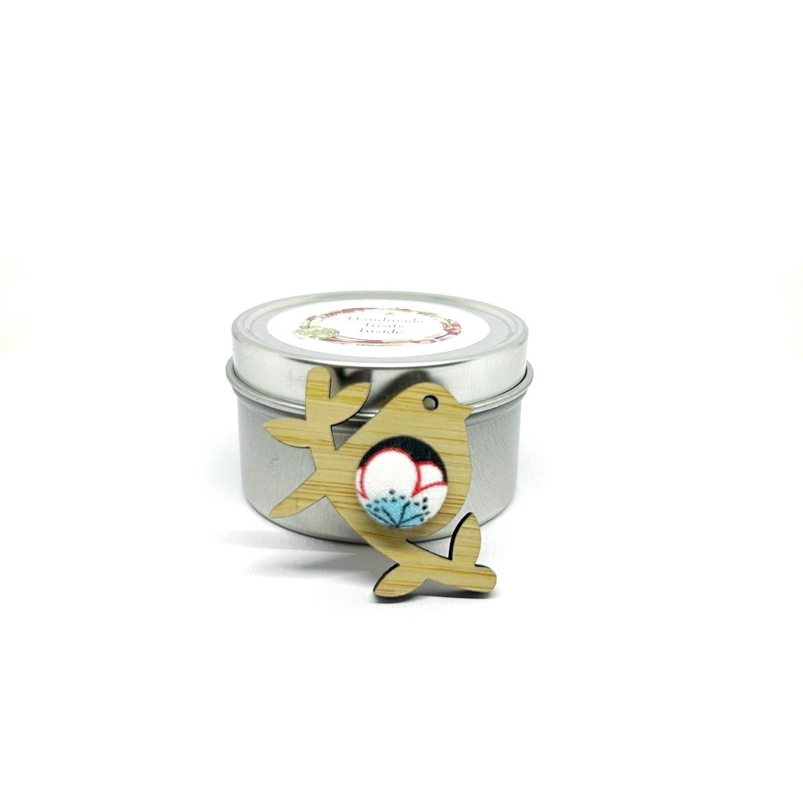 Birdie Brooch Red and Aqua