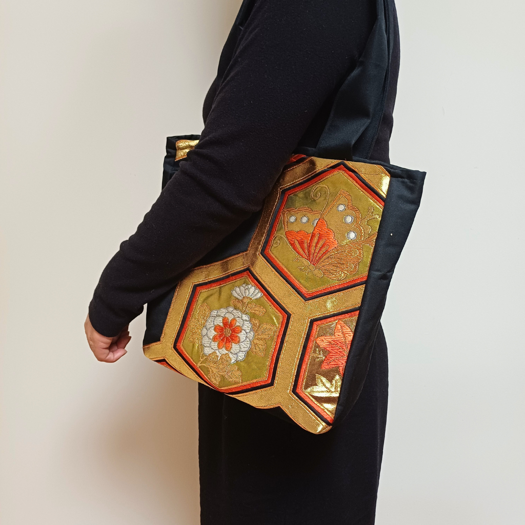 Kimono small Tote Bag -  Black, Gold