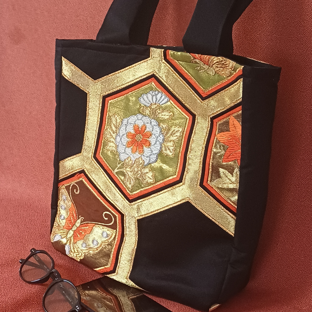 Kimono small Tote Bag -  Black, Gold