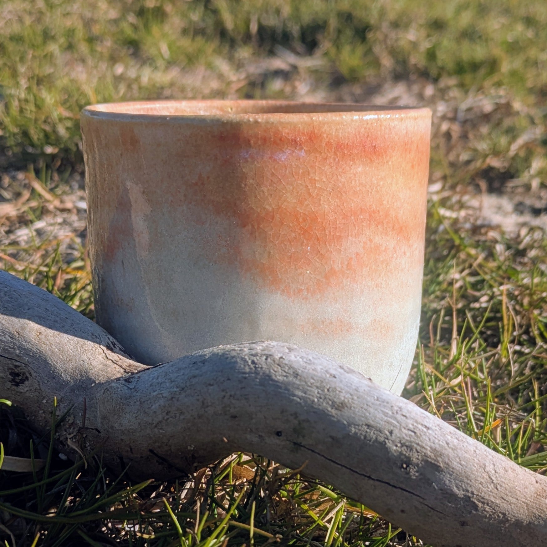 Amber and white cup