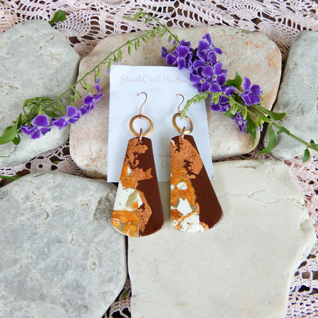 Brown and Gold Polymer Clay Earrings 