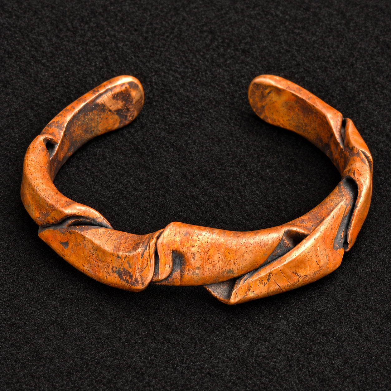 Sculptural Folded Copper Cuff Bracelet B001