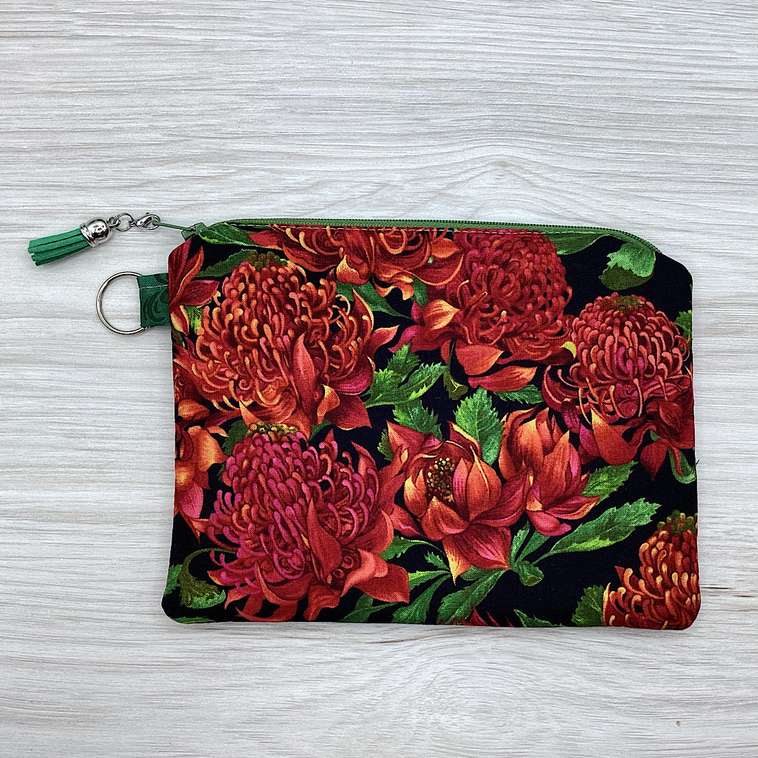 Australian Waratah flowers Zip Pouch (21cm x 16cm) Fully lined, lightly padded