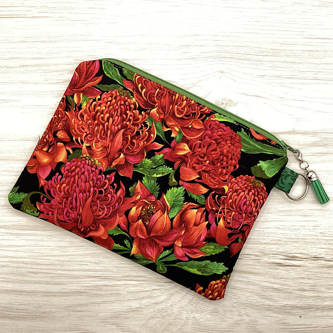 Australian Waratah flowers Zip Pouch (21cm x 16cm) Fully lined, lightly padded