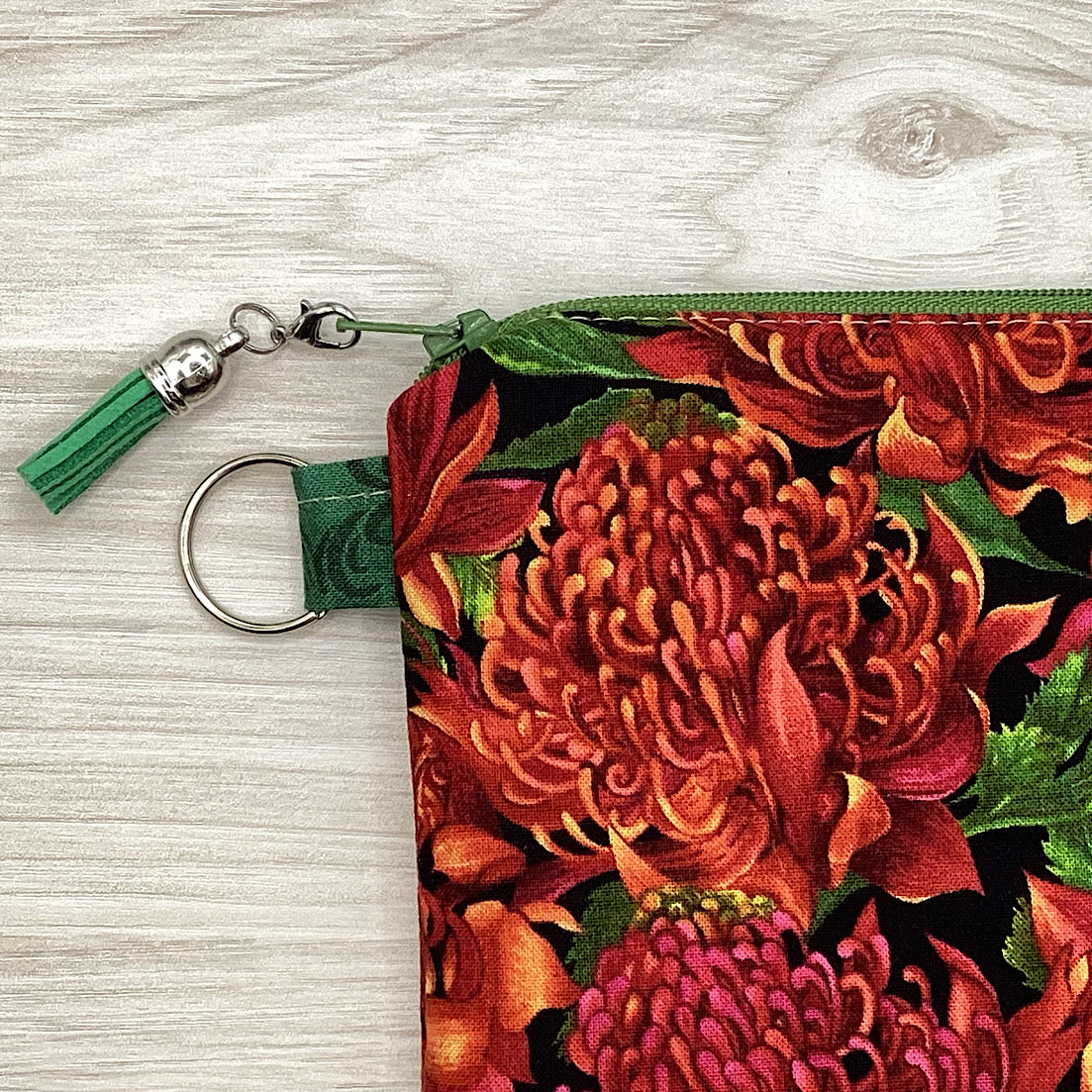 Australian Waratah flowers Zip Pouch (21cm x 16cm) Fully lined, lightly padded
