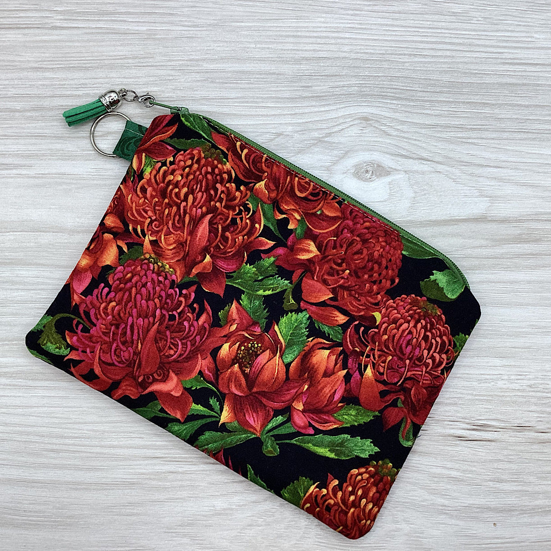 Australian Waratah flowers Zip Pouch (21cm x 16cm) Fully lined, lightly padded