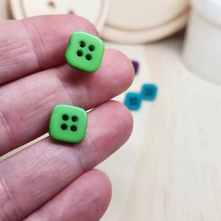 Button Stud Earrings Square FUN and COLOURFUL