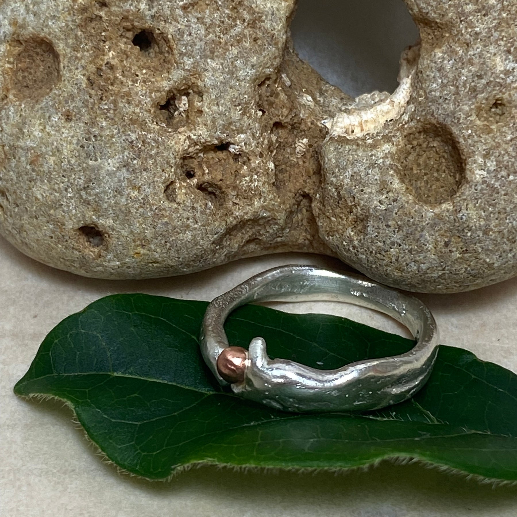 Seed Ring | Sand Cast Sterling Silver with Copper