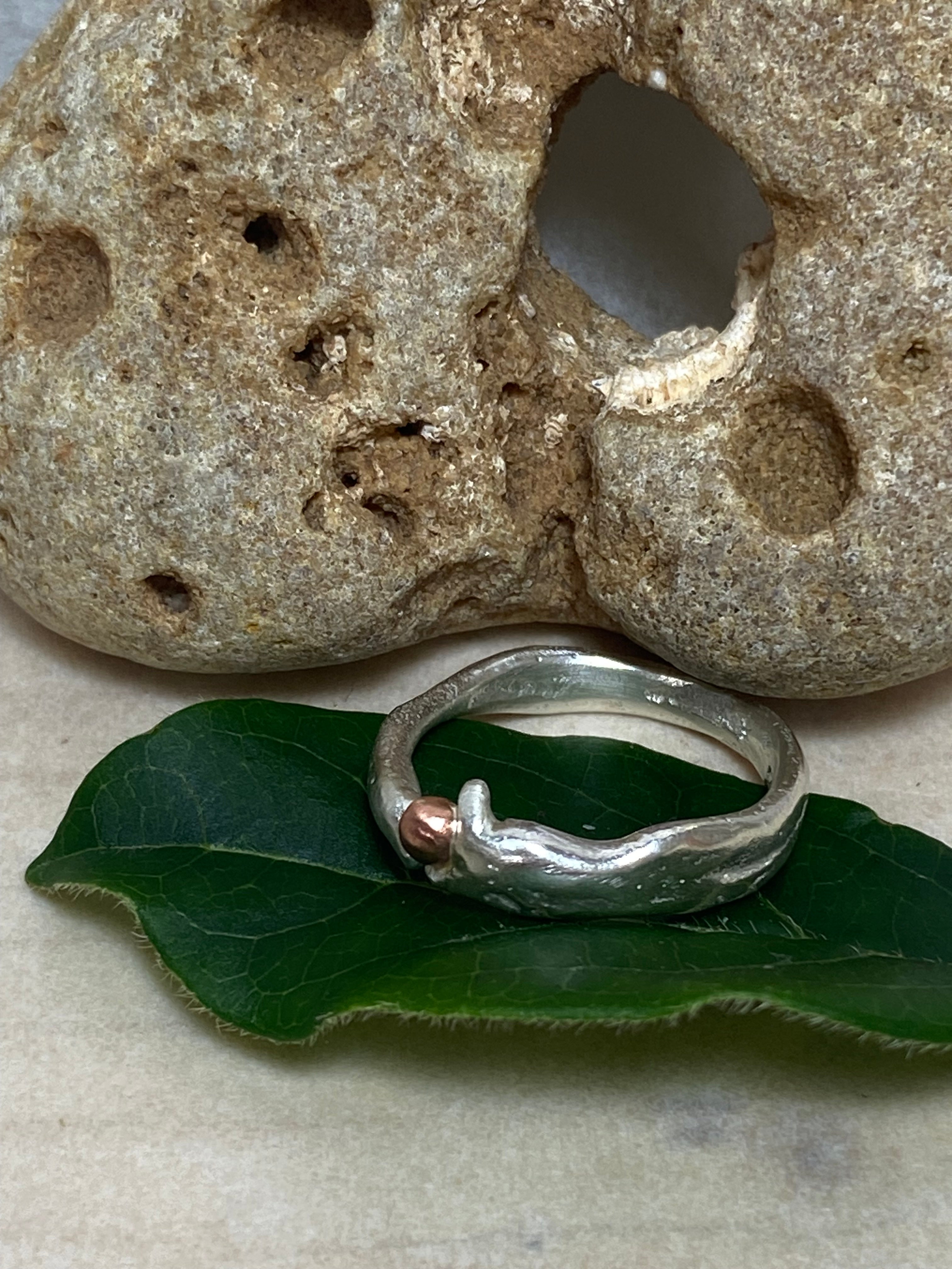 Seed Ring | Sand Cast Sterling Silver with Copper