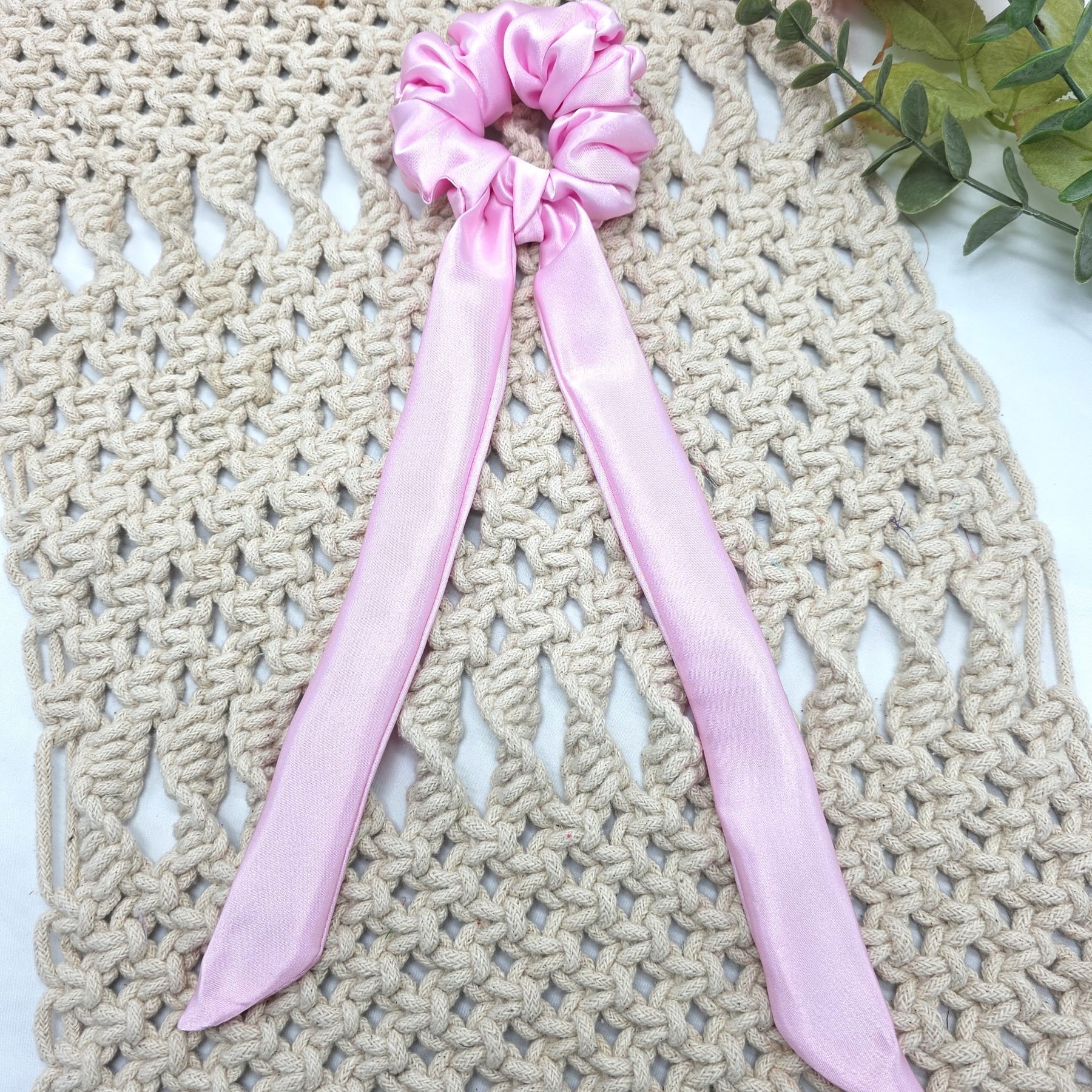 Satin Scrunchie Bow, Handmade Hair Ties, Ponytail Bands,