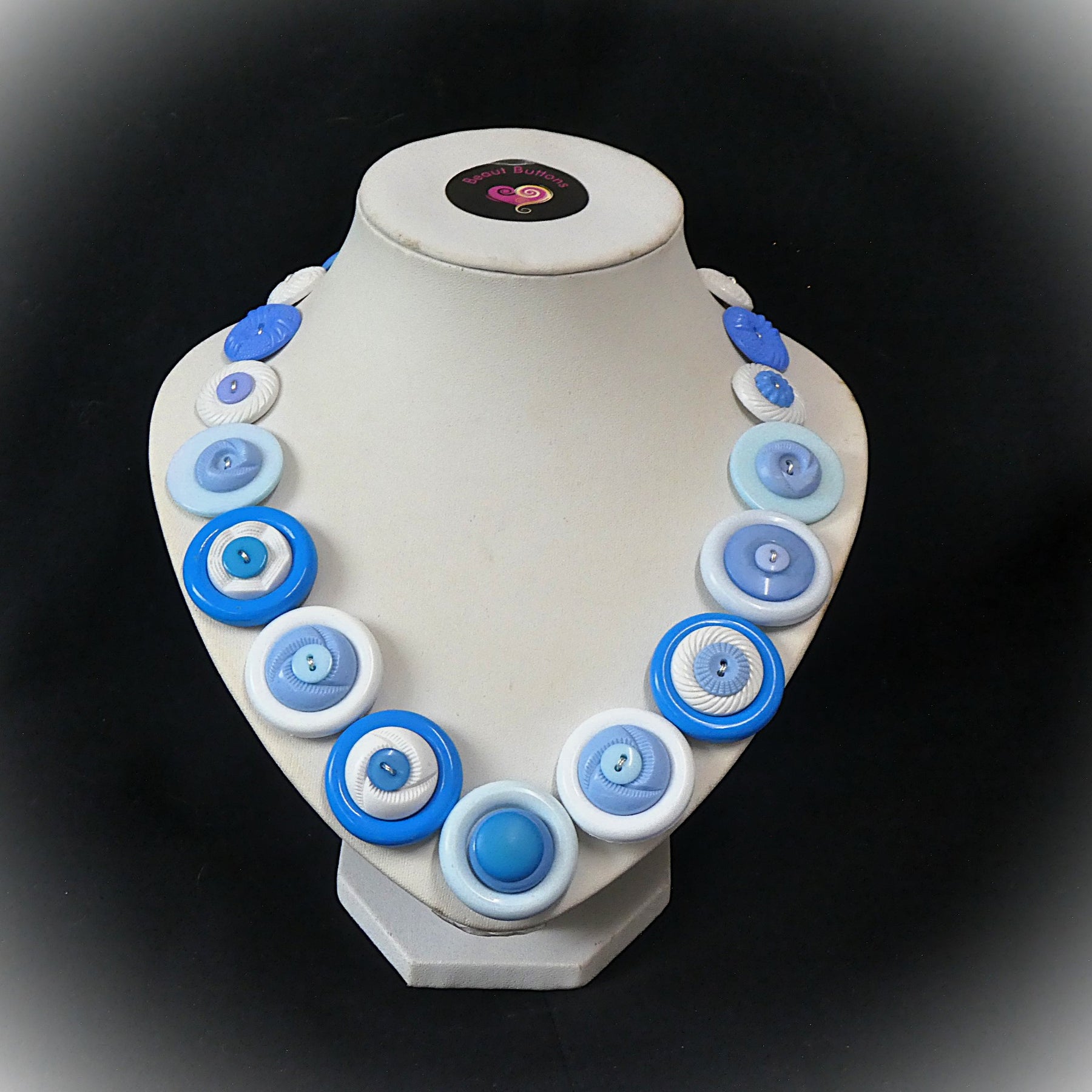 Button necklace - Blue Skies