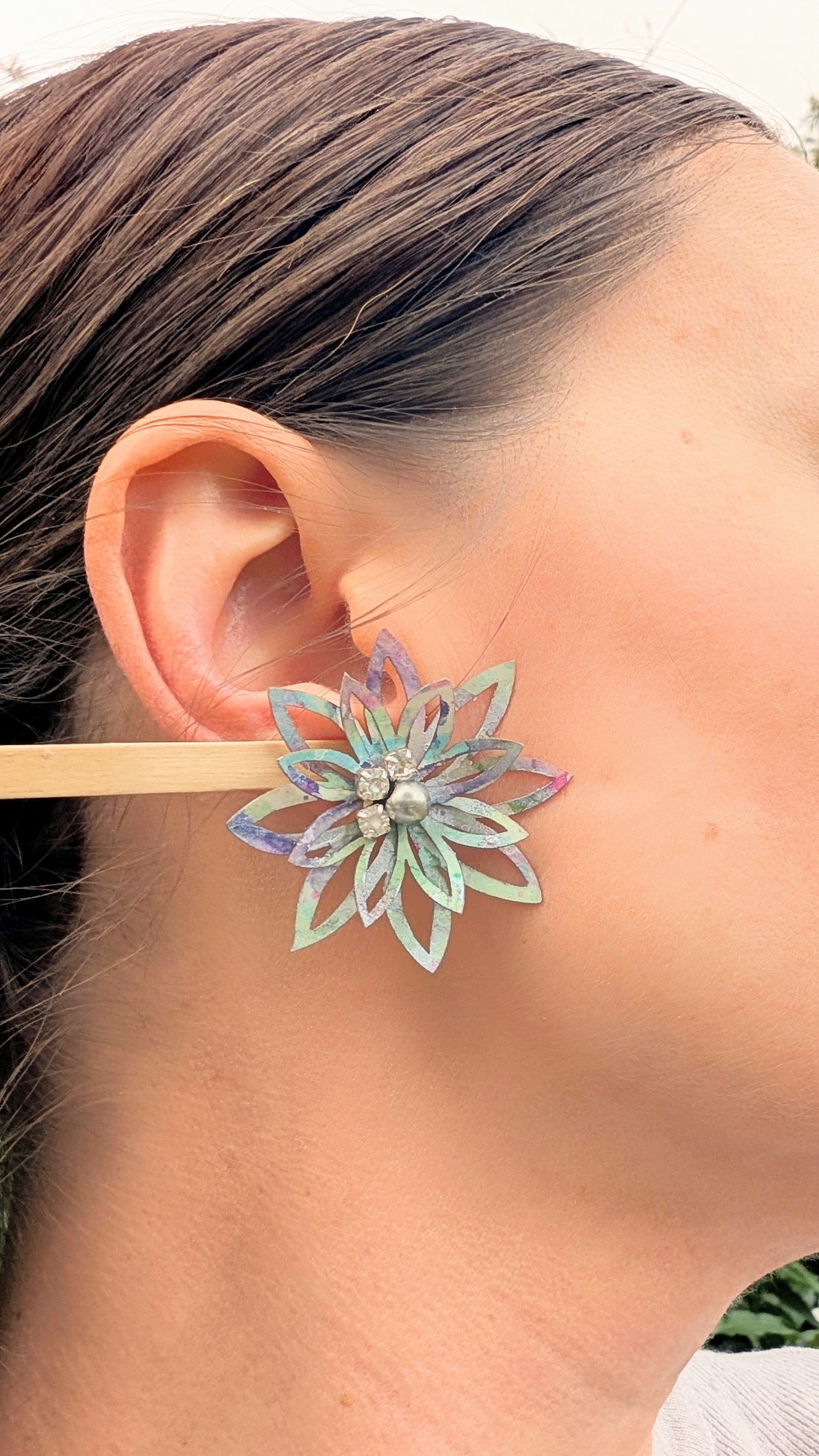 Watercolour Floral Earrings – Lobe or Helix Piercing