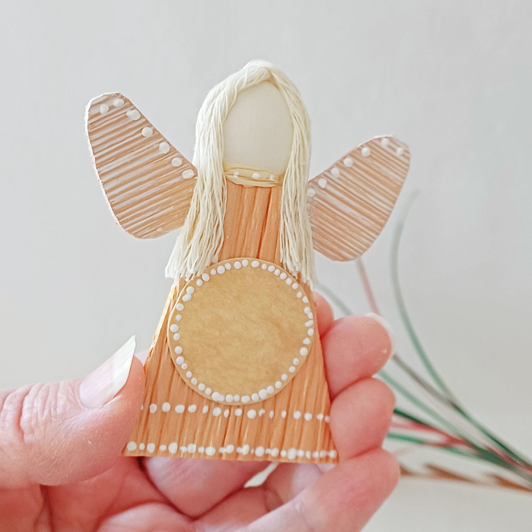 Hello - Little Palm Leaf Angel, Place for Handwritten Message