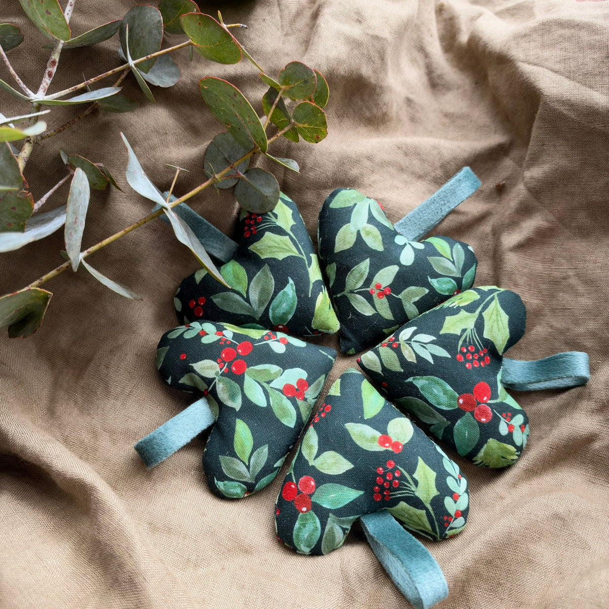 Handmade Dark Green Christmas Hearts