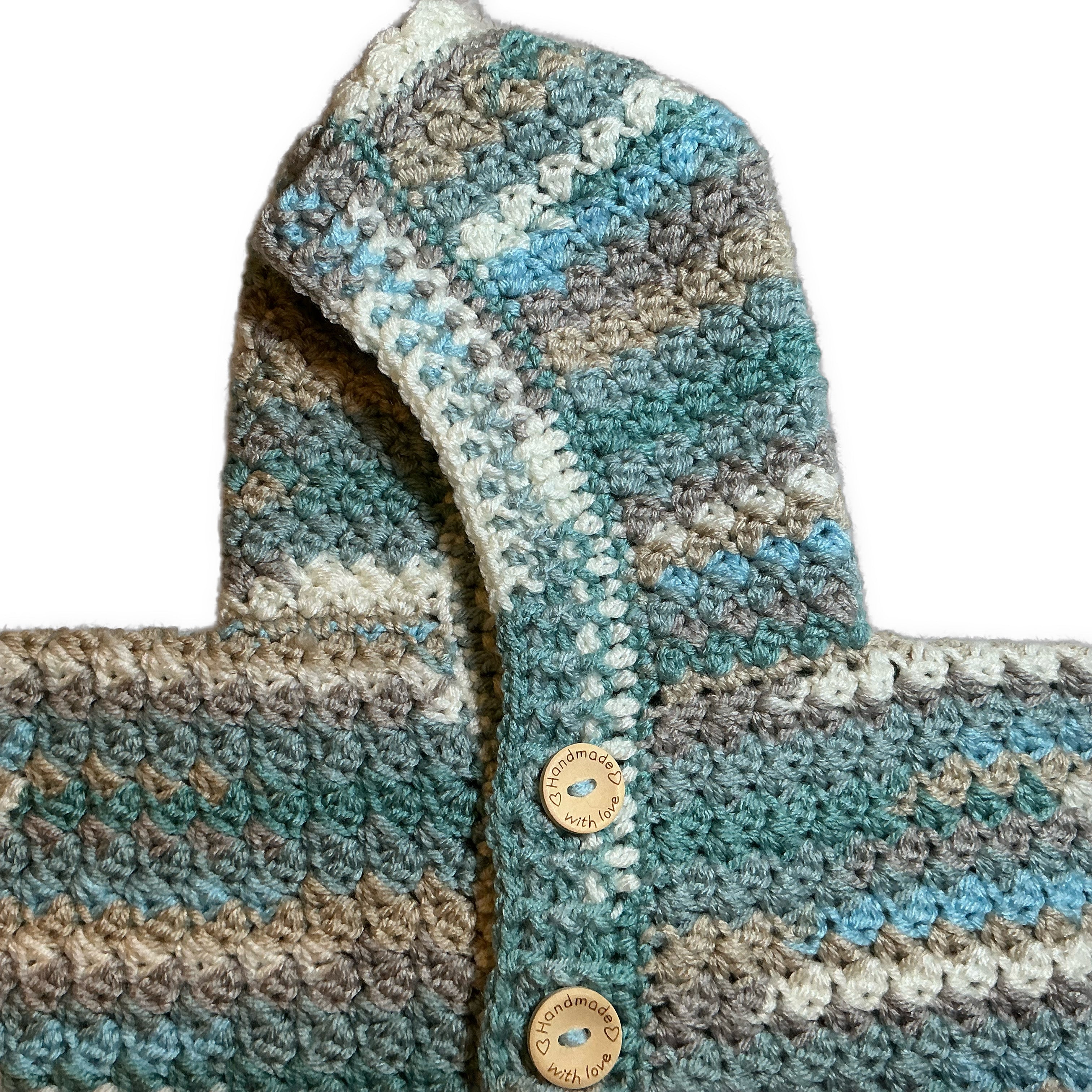Hand Crocheted Rainbow Hugs Hoodie Cardigan | 6-12 months