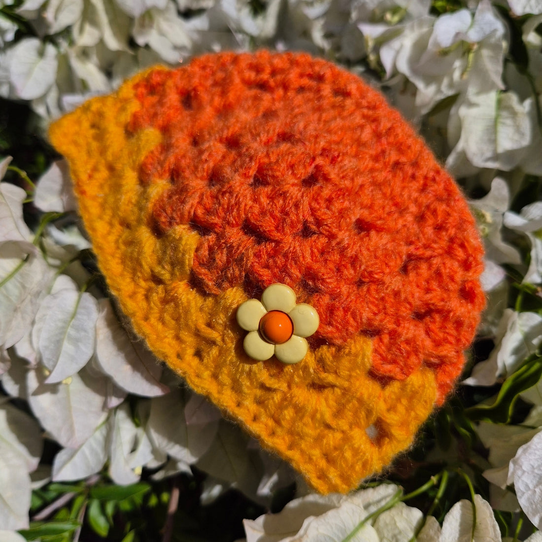 Crochet Two Toned Orange & Yellow Childs Beanie