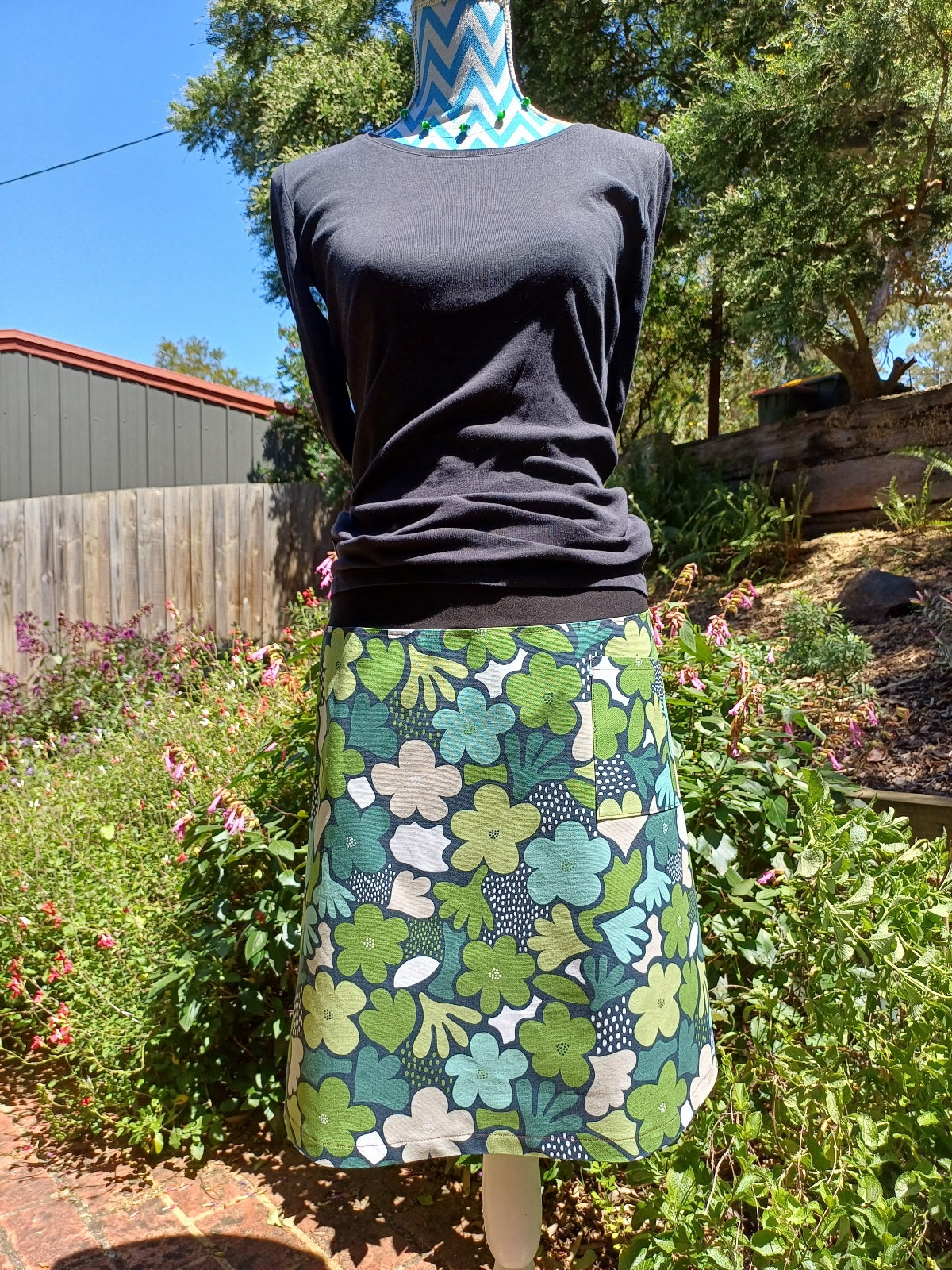 Fun Flower Skirt in Greens and Blue