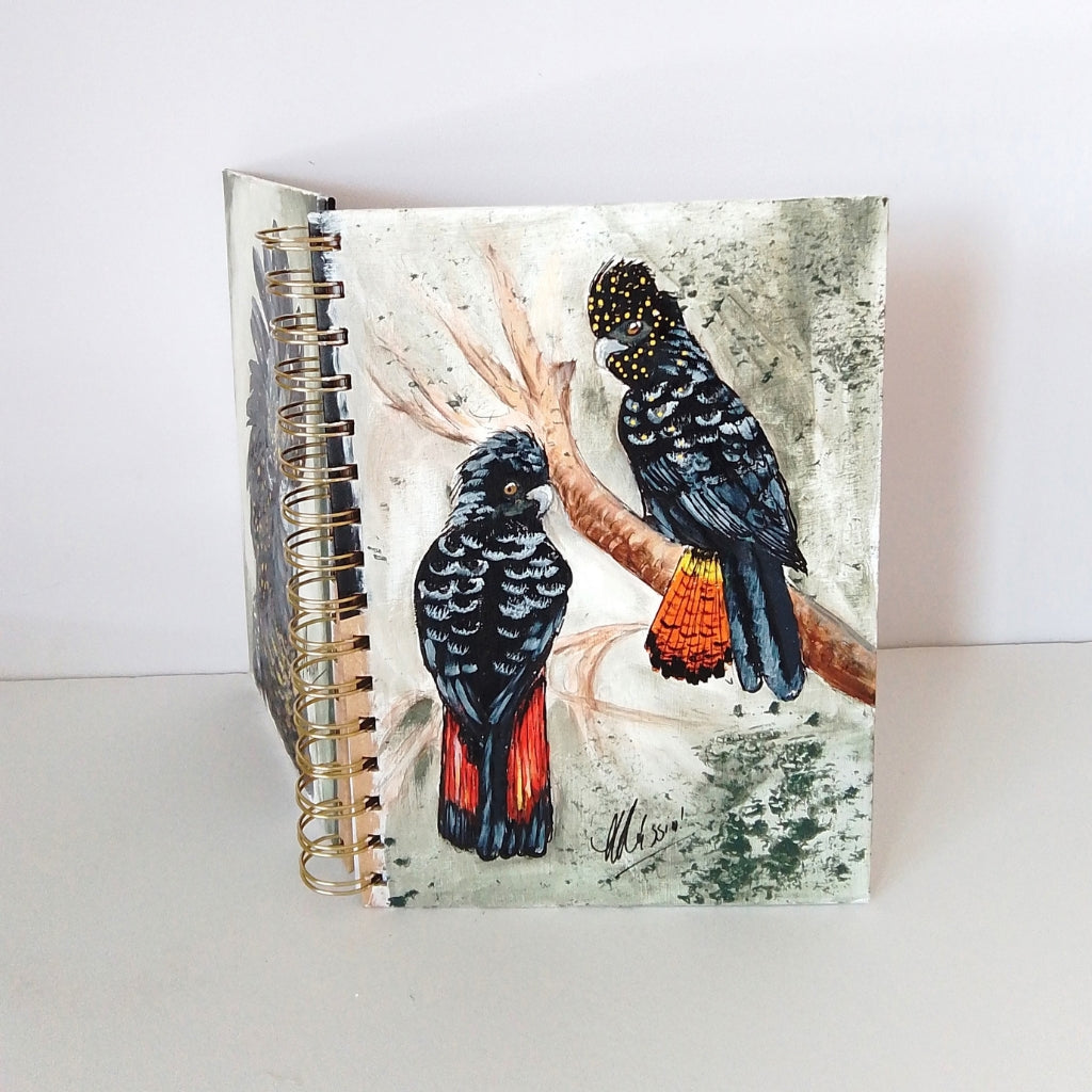 Black Cockatoo Handpainted Task Notebook/Journal A5