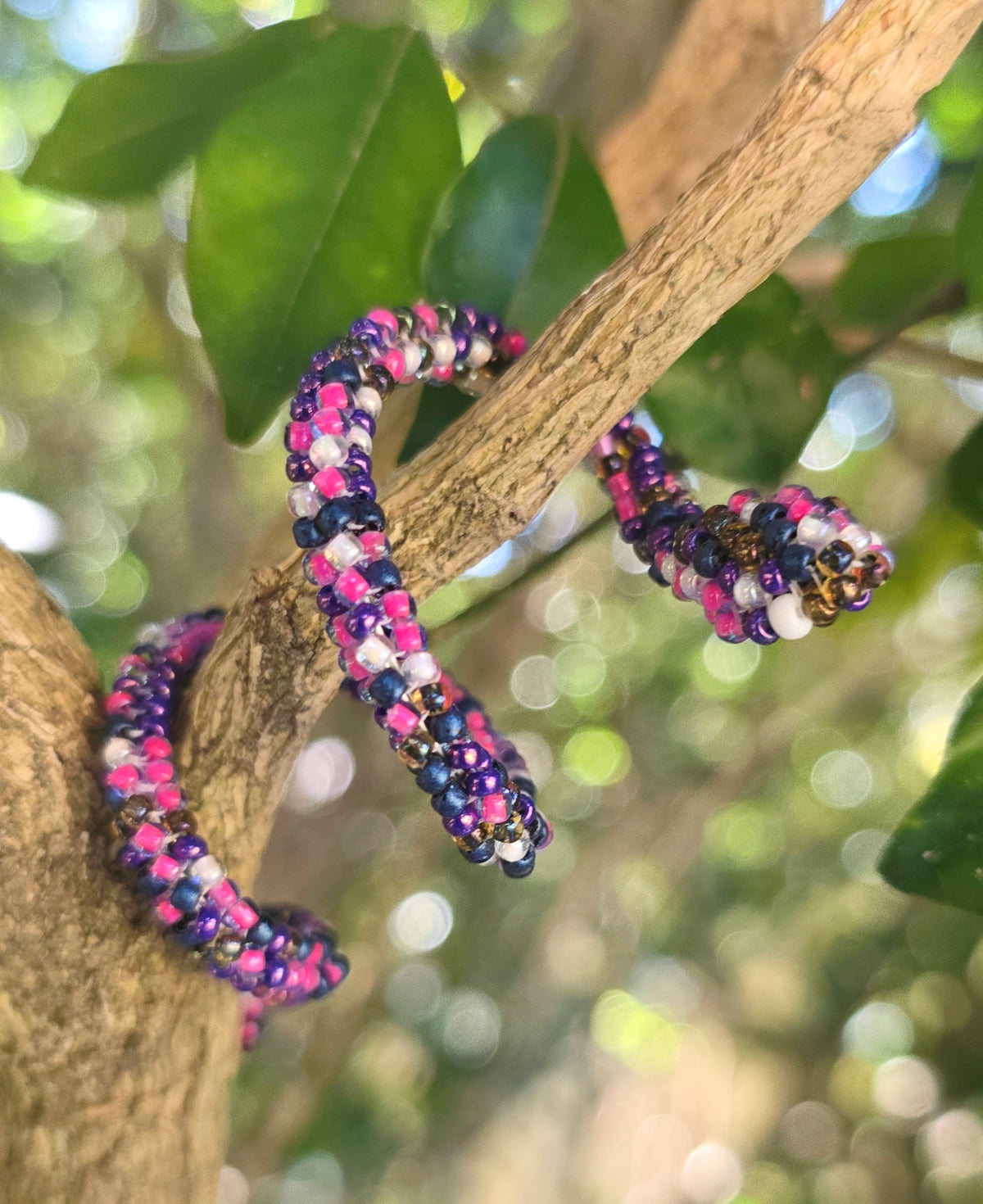 Flexible Beaded Snake Ring - Purple Rain