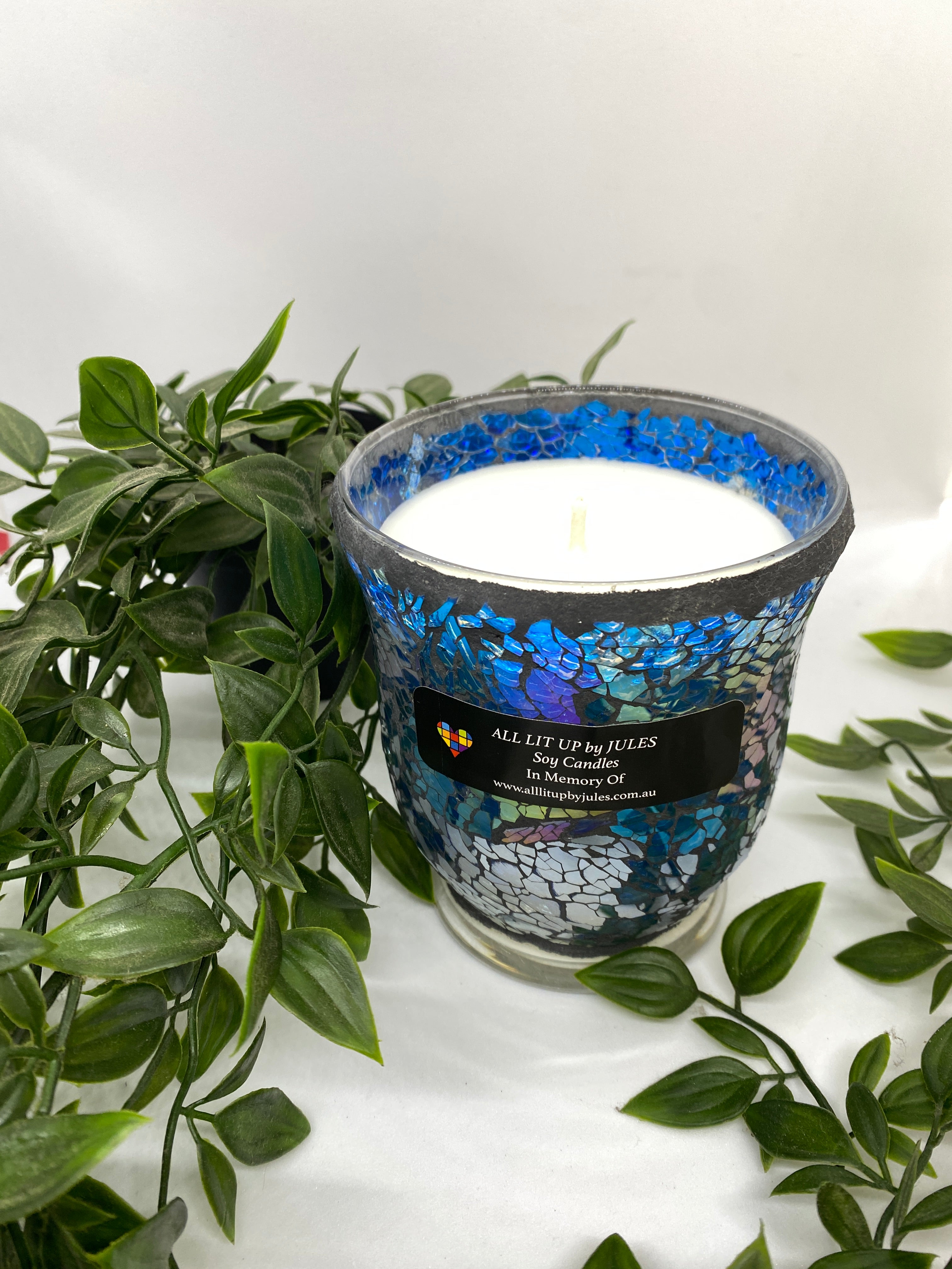 Blue Mosaic Glass with a choice of 3 unique fragrances