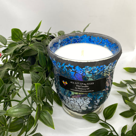 Blue Mosaic Glass with a choice of 3 unique fragrances
