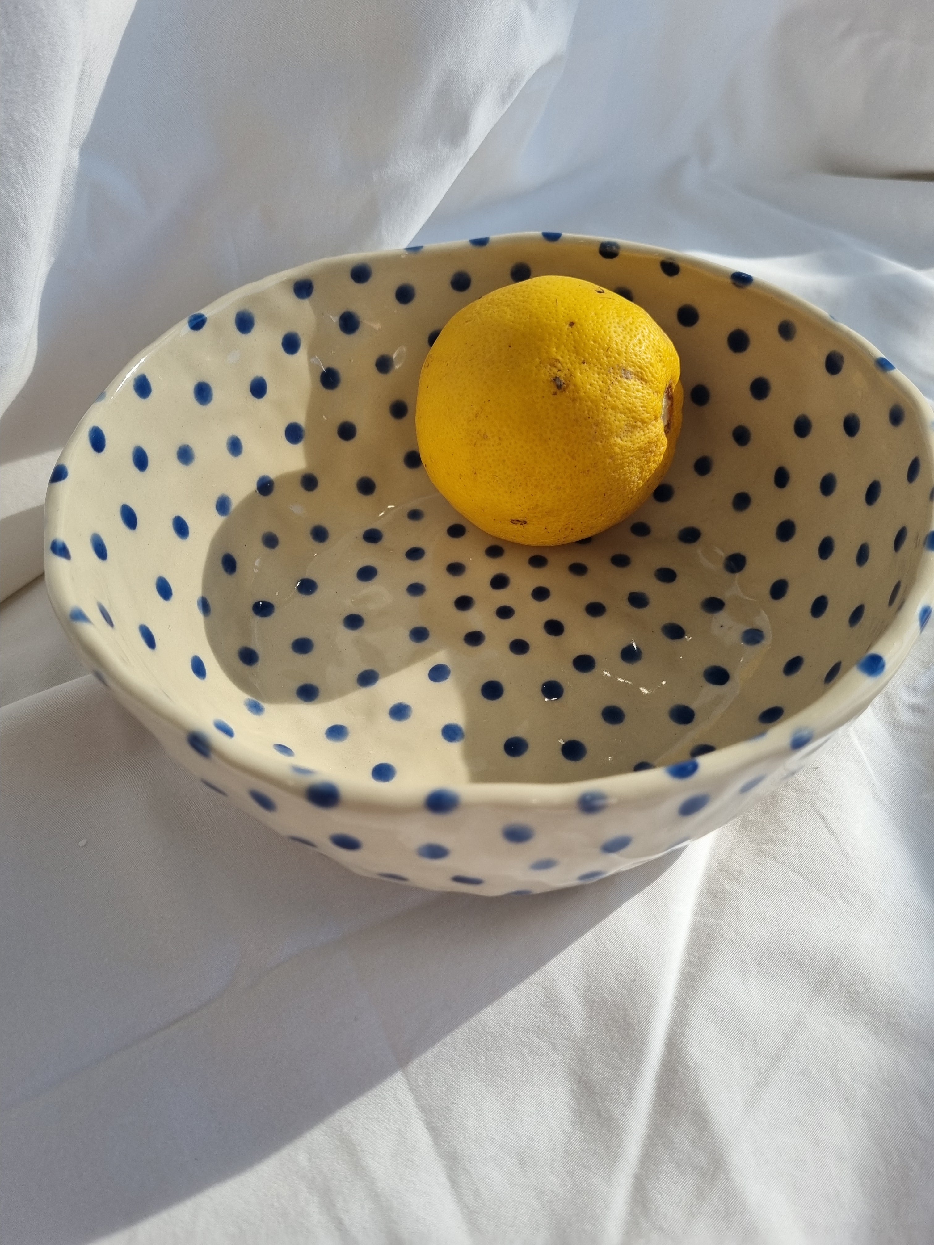 Blue Dot Serving Bowl