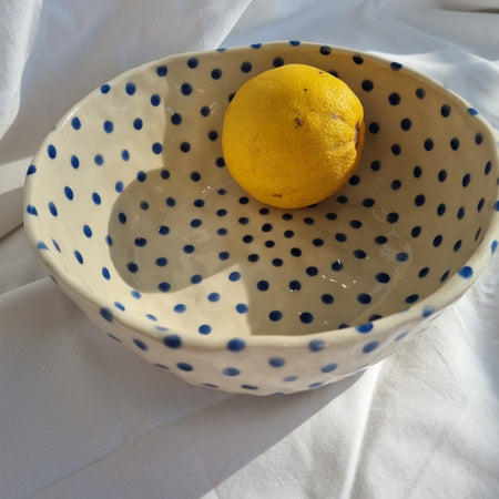 Blue Dot Serving Bowl