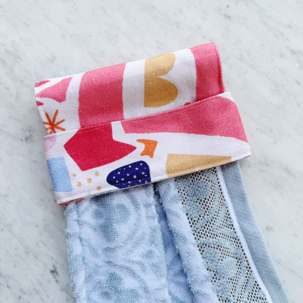 Arty no button, hanging kitchen hand towel.