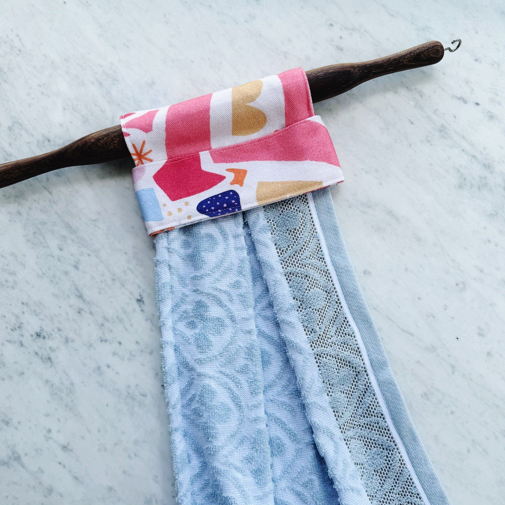 Arty no button, hanging kitchen hand towel.