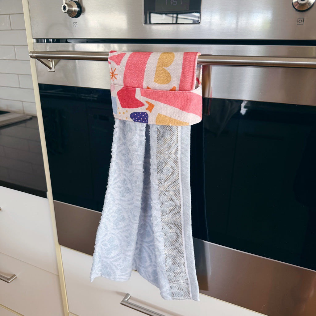 Arty no button, hanging kitchen hand towel.