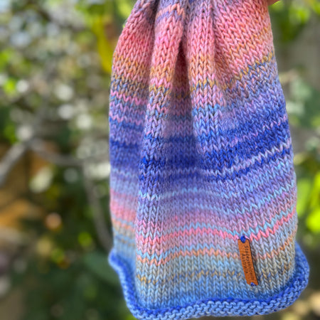 Slouchy Beanie, Unisex Knitted Rainbow Beanie