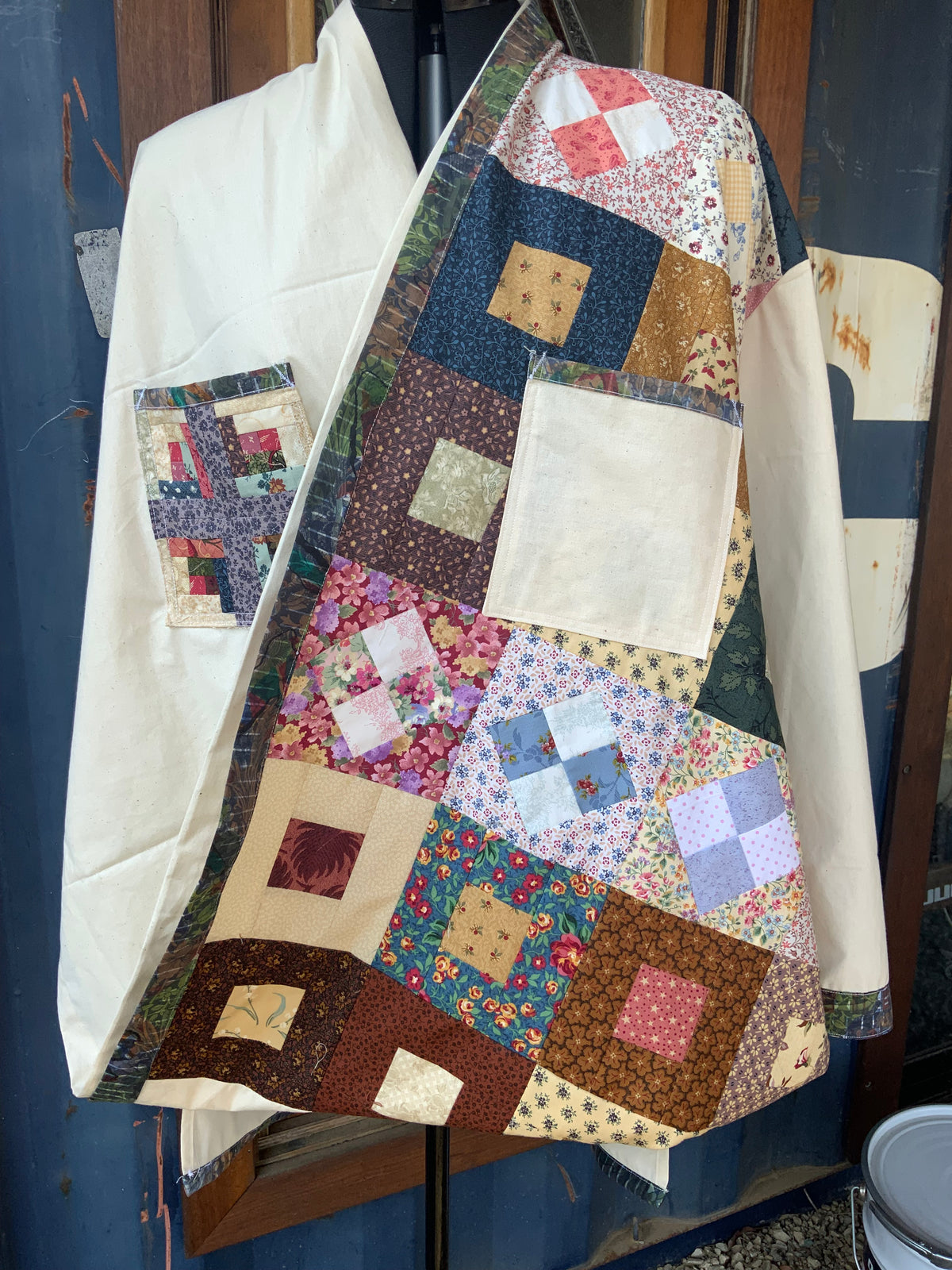 Upcycled patchwork made on Issay Miyake pattern