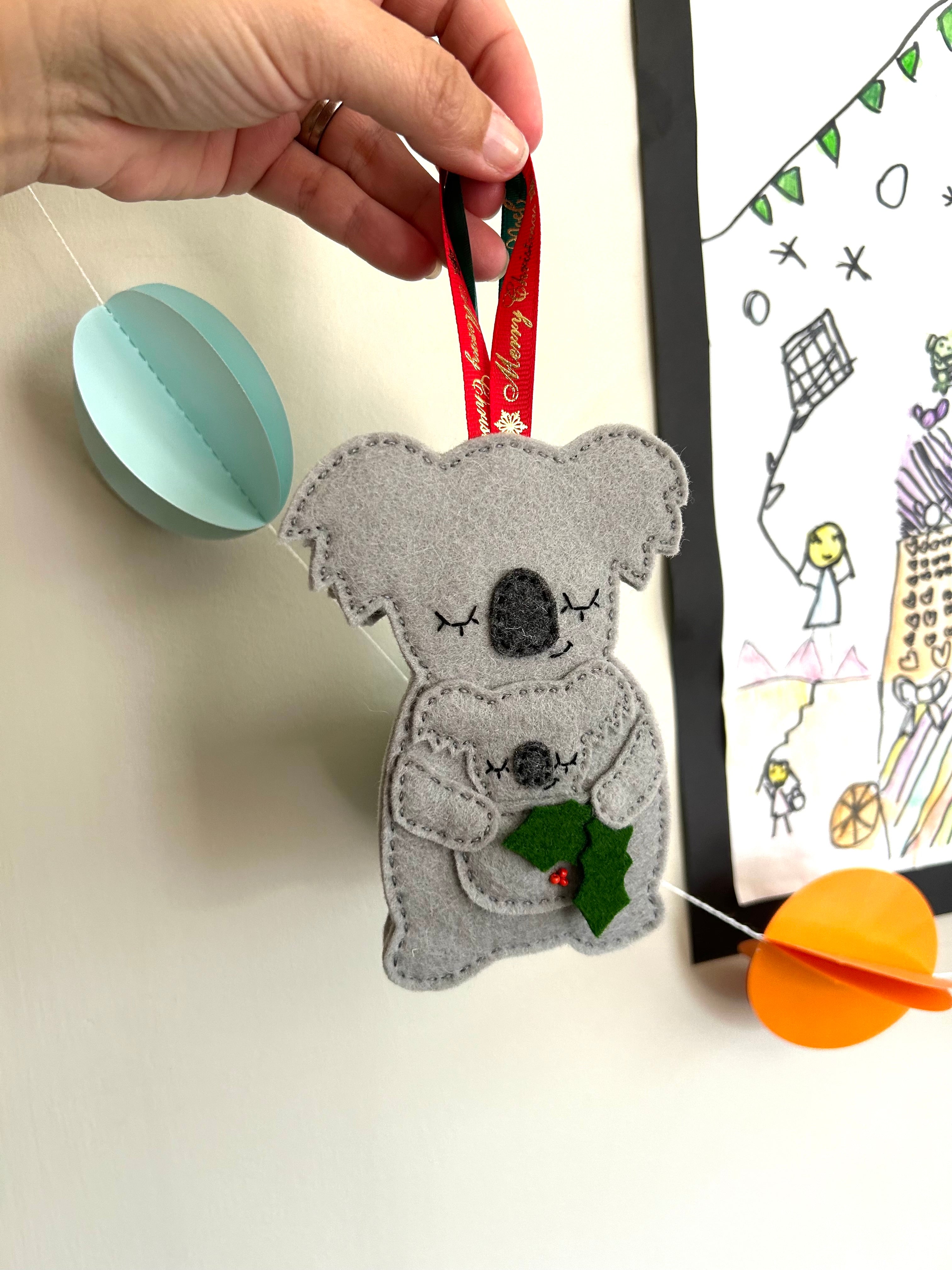 Mama Koala with a joey , ornament, Christmas decoration