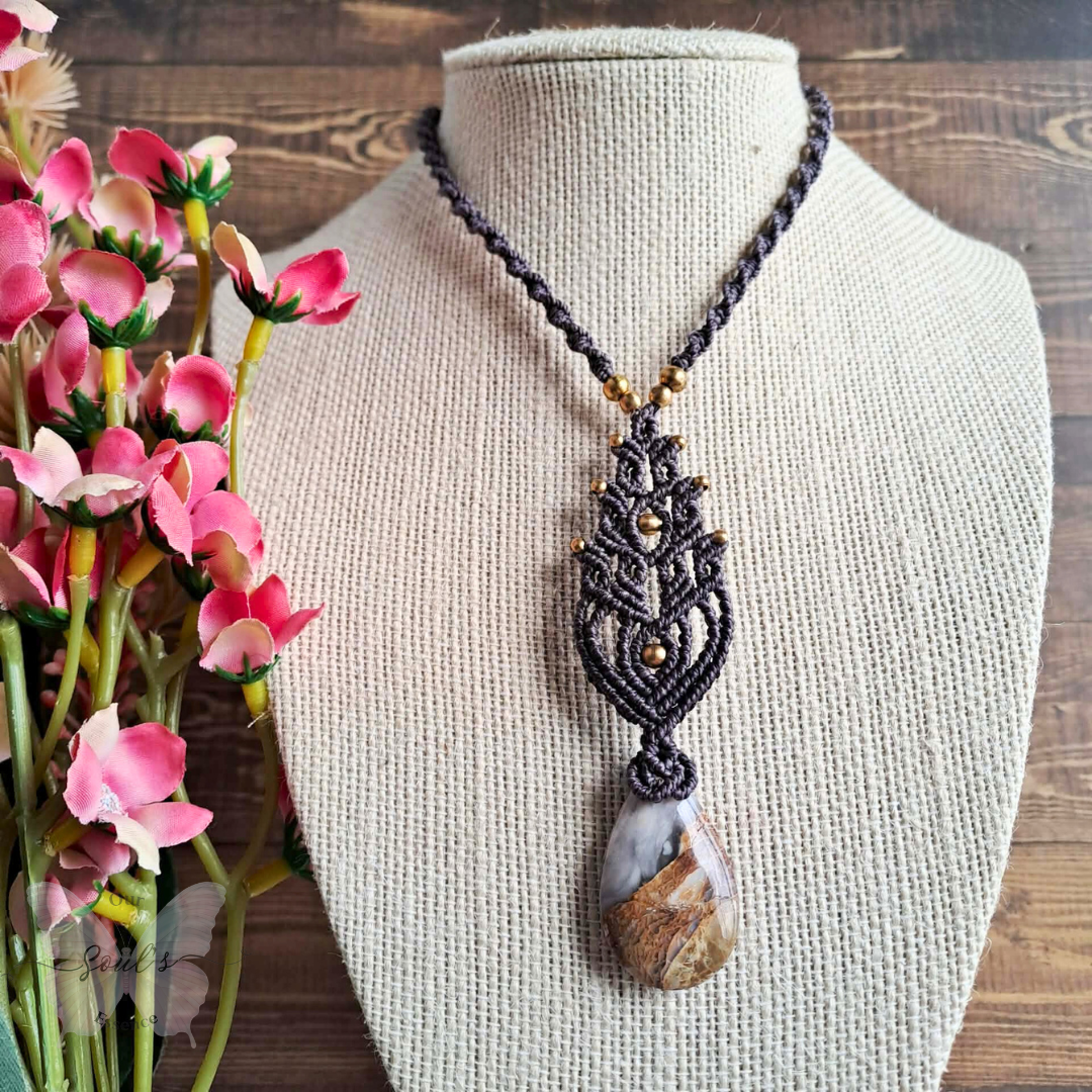 Purple Chalcedony Micromacrame Necklace