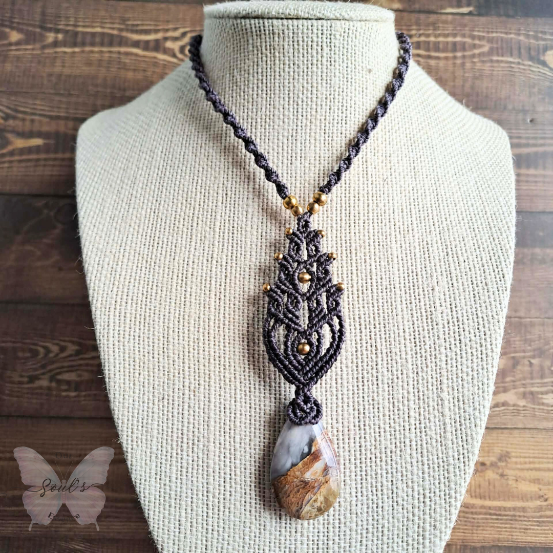 Purple Chalcedony Micromacrame Necklace