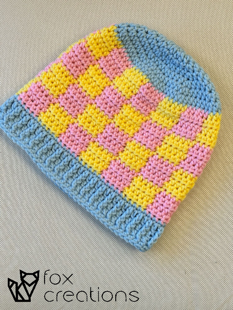 Cheery Checkered Beanie Crochet Pattern