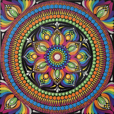 Hand painted Rainbow dot mandala | Acrylic | One of a kind dot art