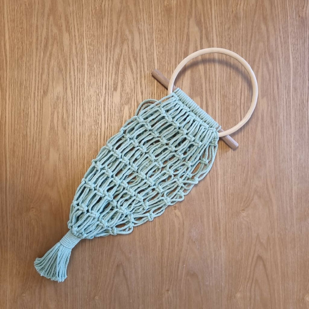 Hanging Fruit Basket 15cm cane surf mist flat