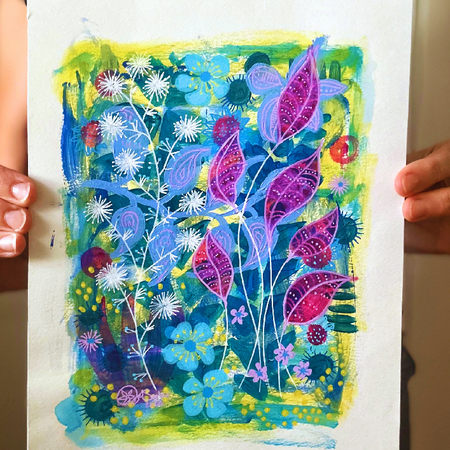 Hand Painted Original Art : Summer Wildflowers