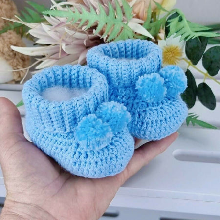 Cotton Baby Booties - Soft, Sustainable Gender Reveal, Handmade Crochet